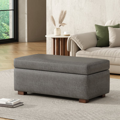 Kohen Rectangle Upholstered Storage Ottoman With Wooden Legs