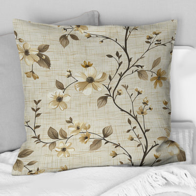 Beige jaune champêtre floral chic II - coussin floral