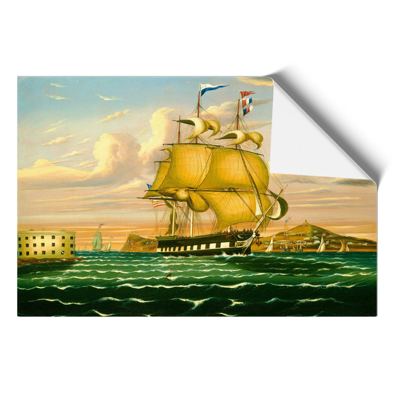 Ship Passing Castle Williams by Thomas Chambers - Frameless Print, 30cm H x 42cm W x 0.1cm D