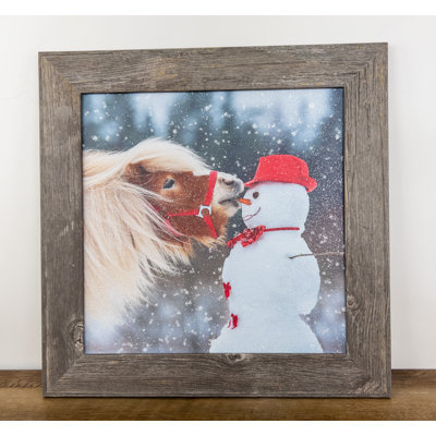 Art saisonnier, cheval de bonhomme de neige