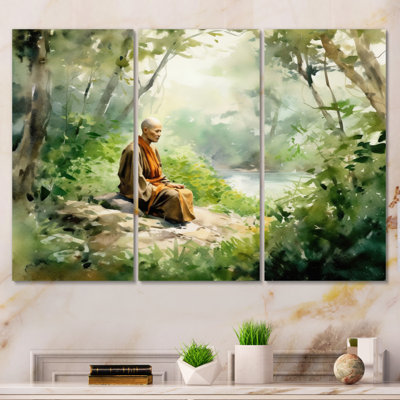 Bouddha aux lumières sur toile, reproduction de 3 pièces