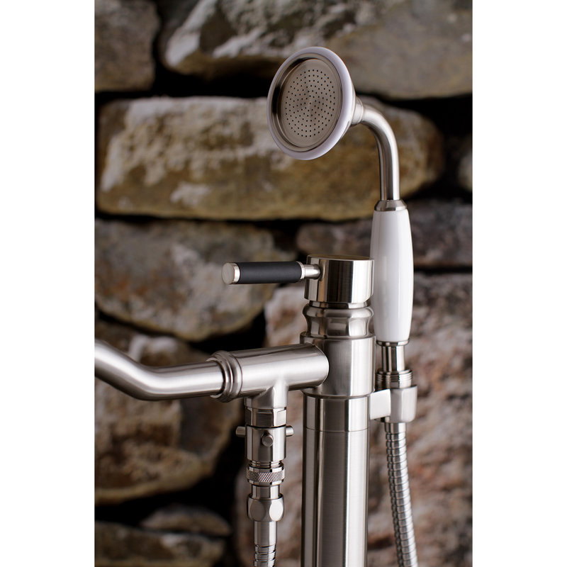 Kingston Brass Kaiser Single-Handle 1-Hole Freestanding Tub Faucet with Hand Shower, Brushed Nickel