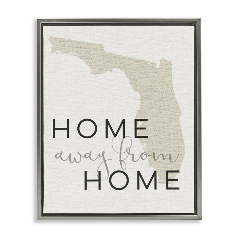 Home Sweet Florida, typographie, Cadre flottant gris lustré, H 21 po x l 17 po