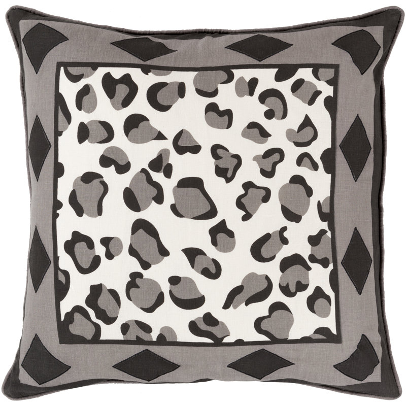 Animal Print Throw Pillow, Charcoal, 20" H x 20" W x 4" D, Polyester