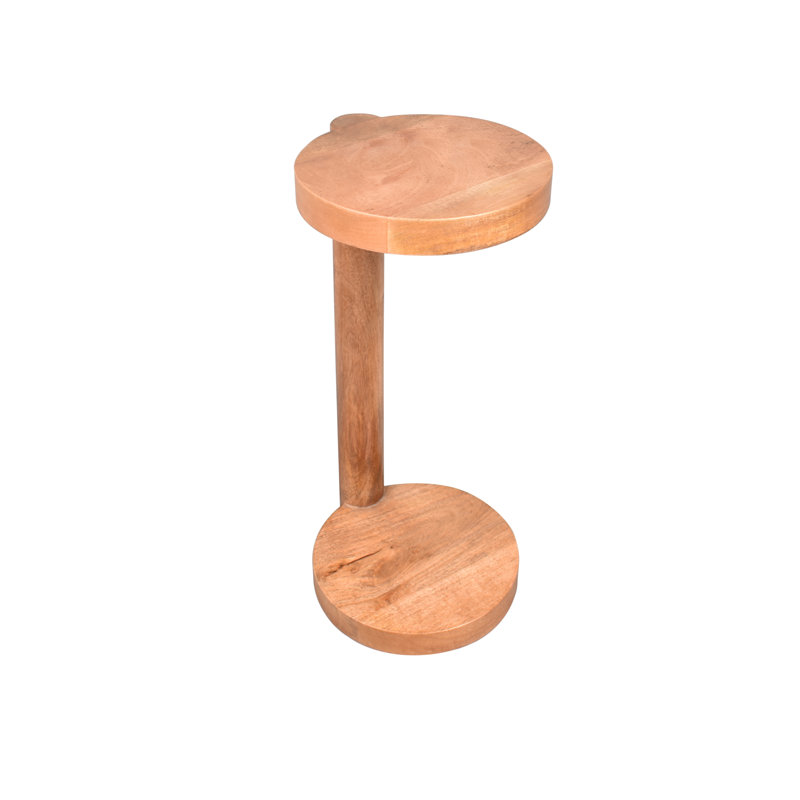 Eugenia Transitional Mango Wood Round C-Shaped Side Table