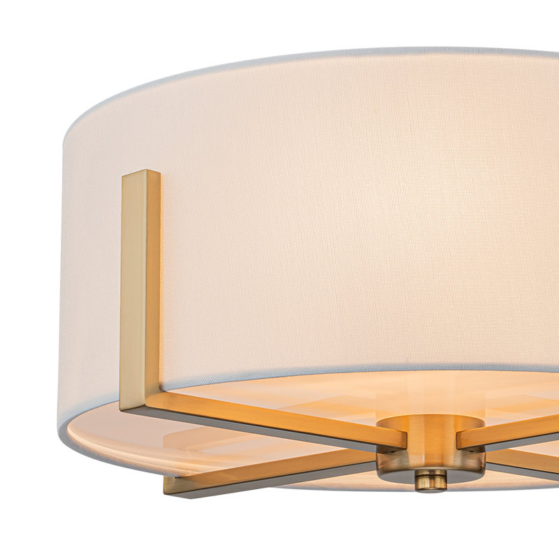 Doddie 2-Light Fabric Drum Semi-Flush Mount , Gold