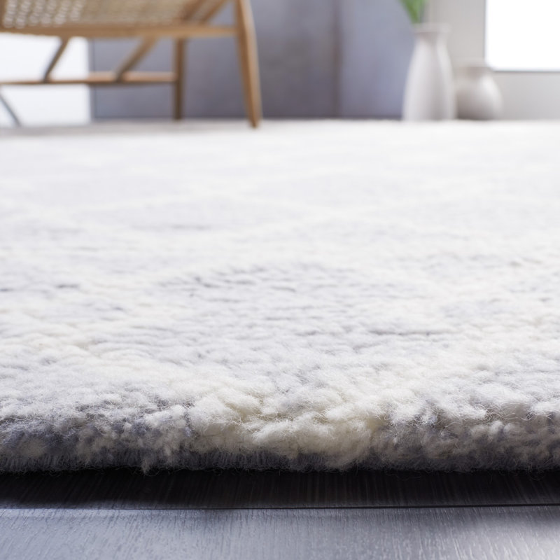 Vermont Hand Tufted New Zealand Wool And Cotton With Latex Geometric Rug, Rectangle 5' x 8'