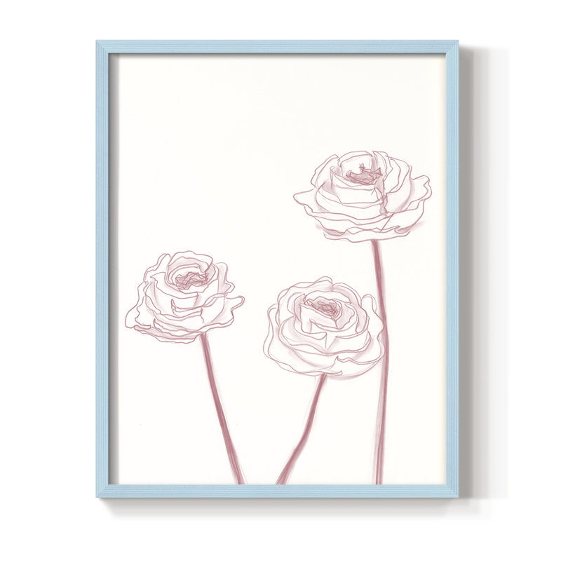 Misty Blue I Framed Print - Solid Wood, Blue, 15" H x 12" W