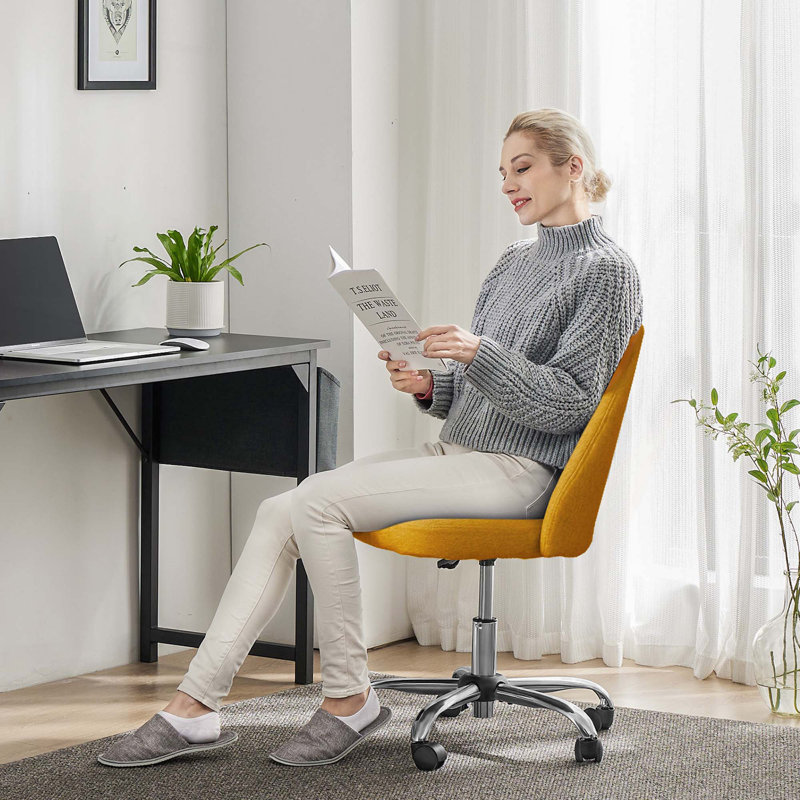 Chaise de bureau sans accoudoirs avec roulettes, Jaune