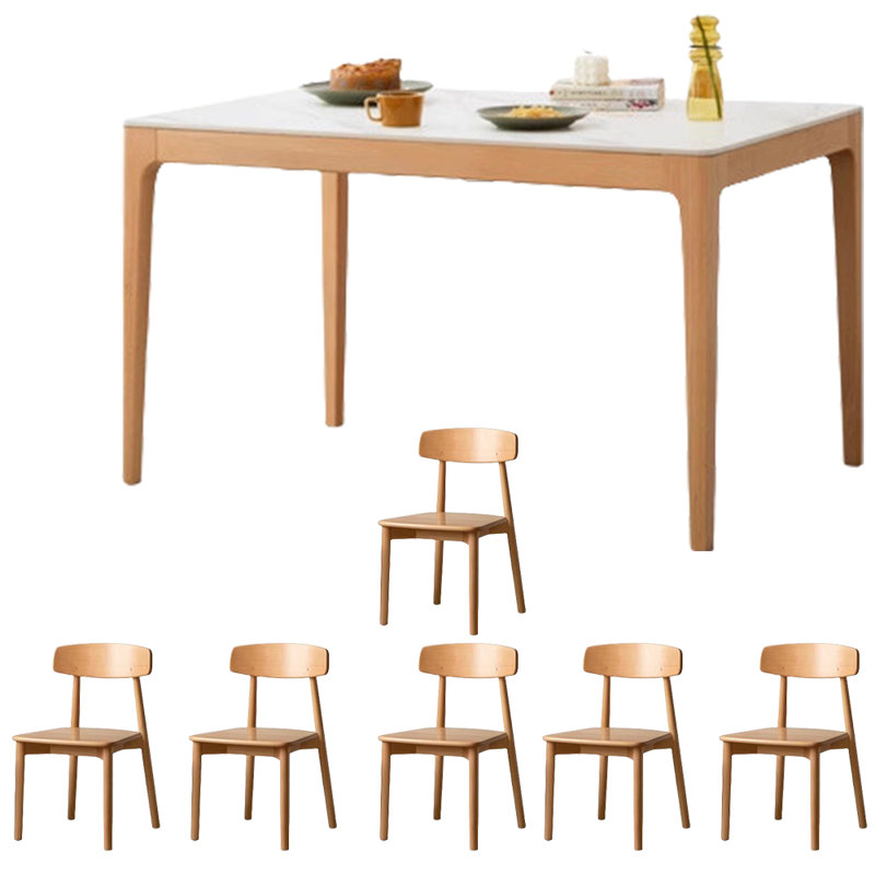 Beech Slate Dining Table Set