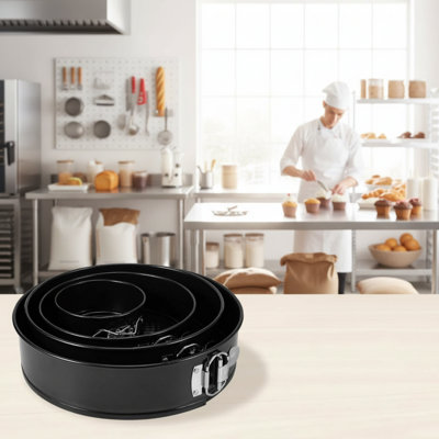 Black Springform Cake Mould Set, Non-Stick And Leak-Proof, With A Removable Bottom, Suitable For Cheesecake Baking.