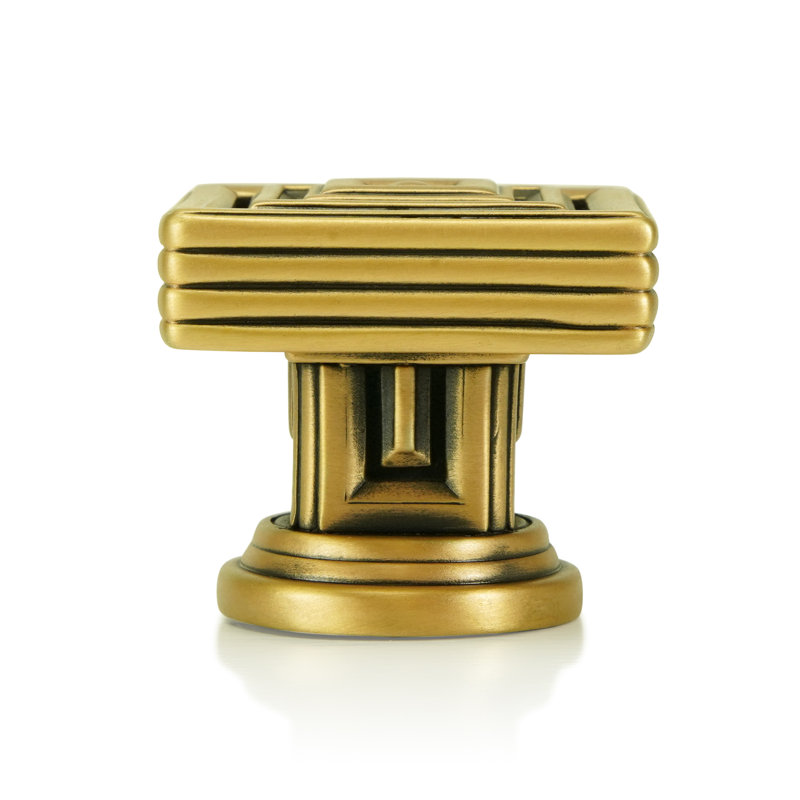 INNSBRUCK SQUARE KNOB ANTIQUE NICKEL FINISH, Gold, 1 1/3"