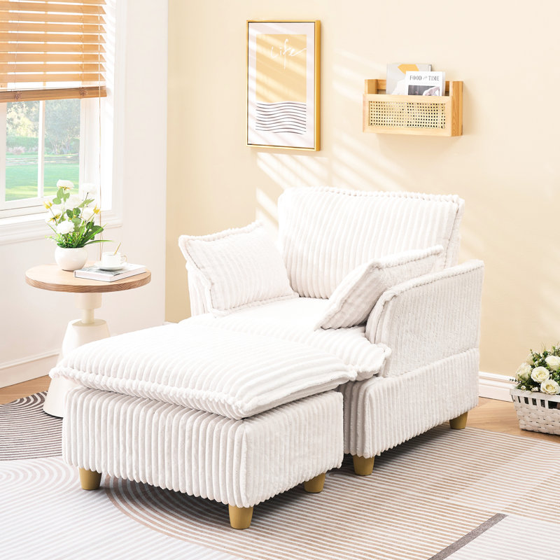 Canapé en velours côtelé confortable avec coussins détachables et personnalisables pour un confort personnalisé, Beige