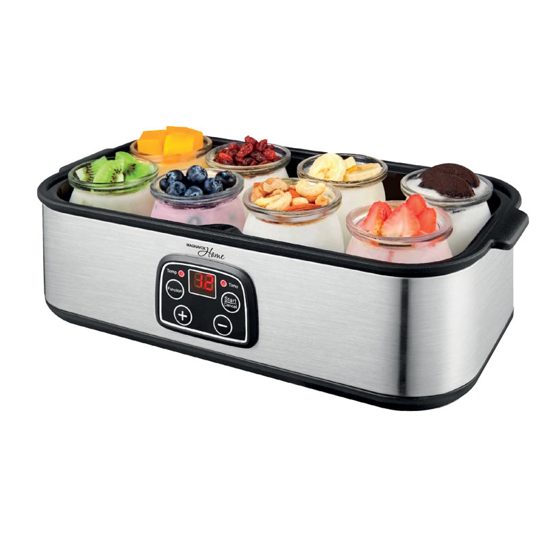 Machine à yogourt numérique Magnavox, 8 pots en verre, acier inoxydable