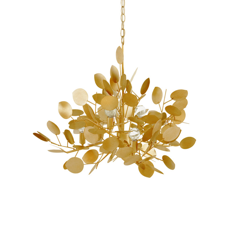 Lunaria 6 - Light Chandelier, Contemporary Silver Leaf