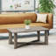  Table basse Table basse en bois d'hévéa massif avec base en forme de X pour le salon