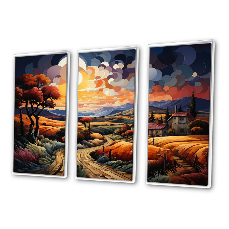 Ensemble d'art sur toile Cubic, H 40 po x l 60 po x P 1 po, Cadre flottant blanc