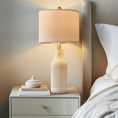 Ensemble de 2 lampes de table modernes en céramique de 23,75 pouces pour le salon et la table de chevet de style campagnard