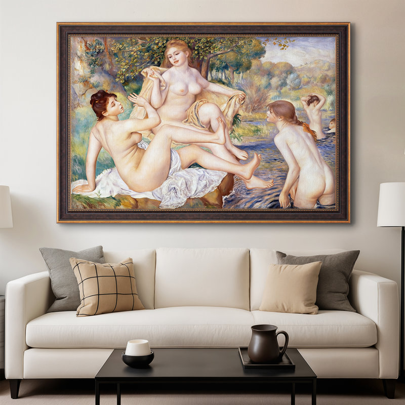 Les grands baigneurs (Les Grandes Baigneuses), 1884-1887 - Pierre-Auguste Renoir - Toile encadrée sur mesure, Framed Canvas