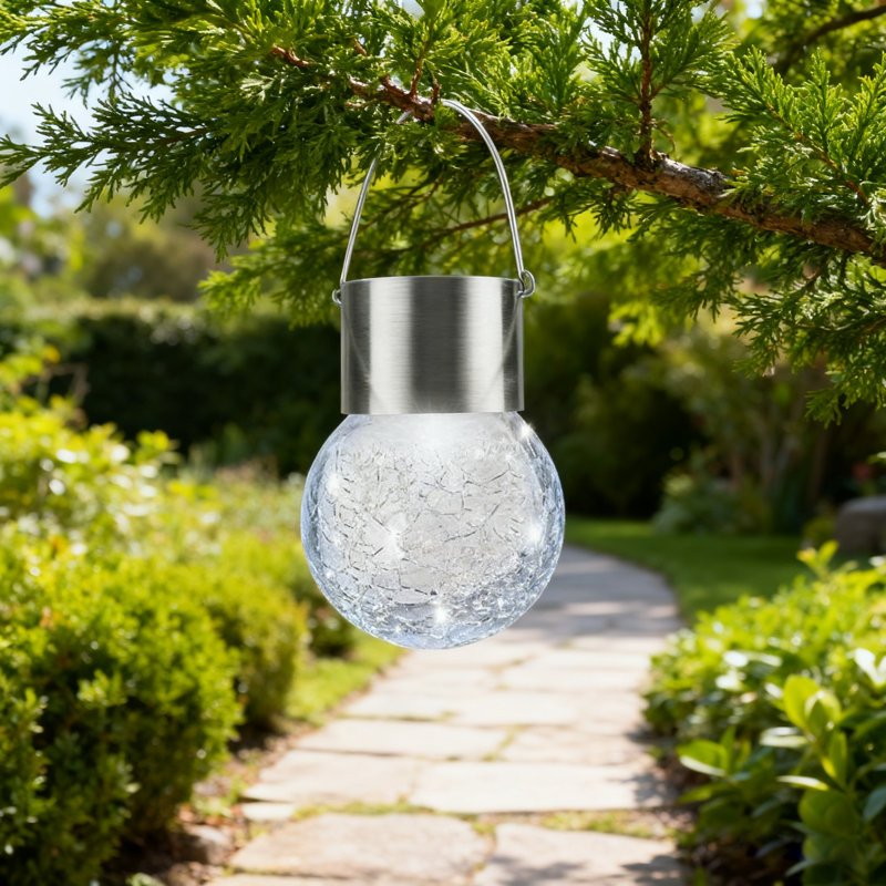 Lumière solaire d'extérieur en verre craquelé