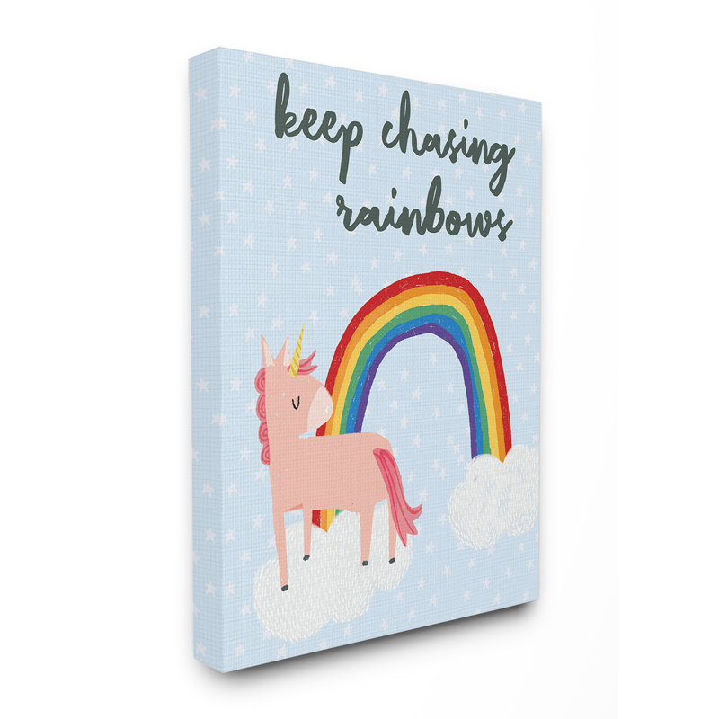 Severson Unicorn Keep Chasing Rainbows Kids Wall Décor, Wrapped Canvas, 20" H x 16" W