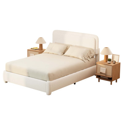 Bed Frame with Adjustable Height Headboard,Modern Platform Bed with Curved Cloud Headboard