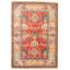 Tapis unique en laine noué à la main gazni rouge et doré des années 2010 de 3 pi 5 po x 4 pi 9 po Qaiden