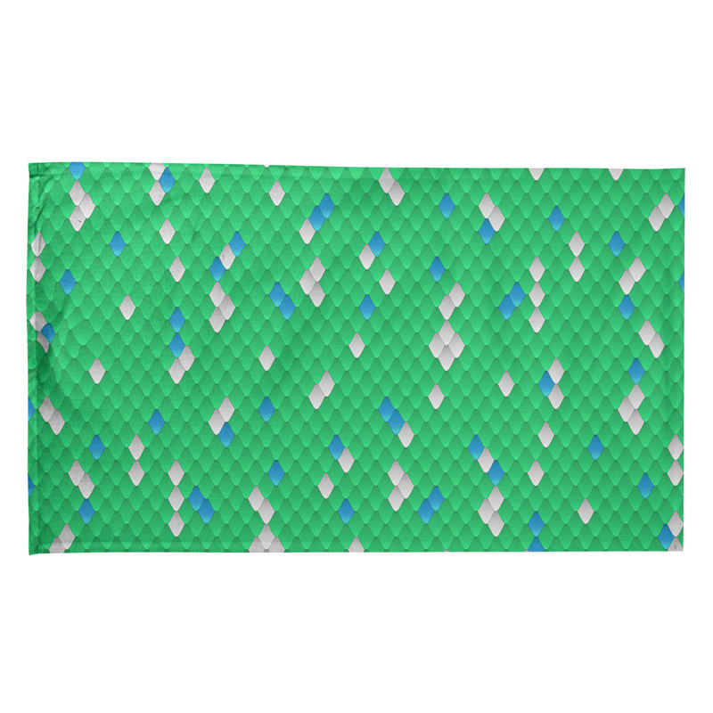 Serviette de thé à échelles serpent, Vert / Bleu, Sergé de polyester