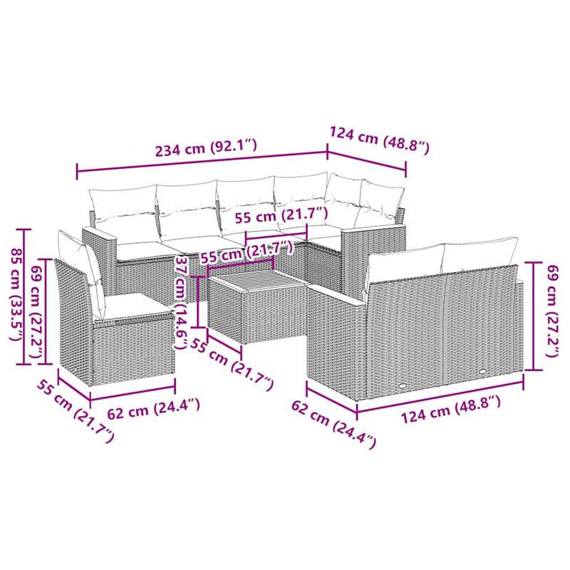 Ensemble de canapé de jardin Vidaxl