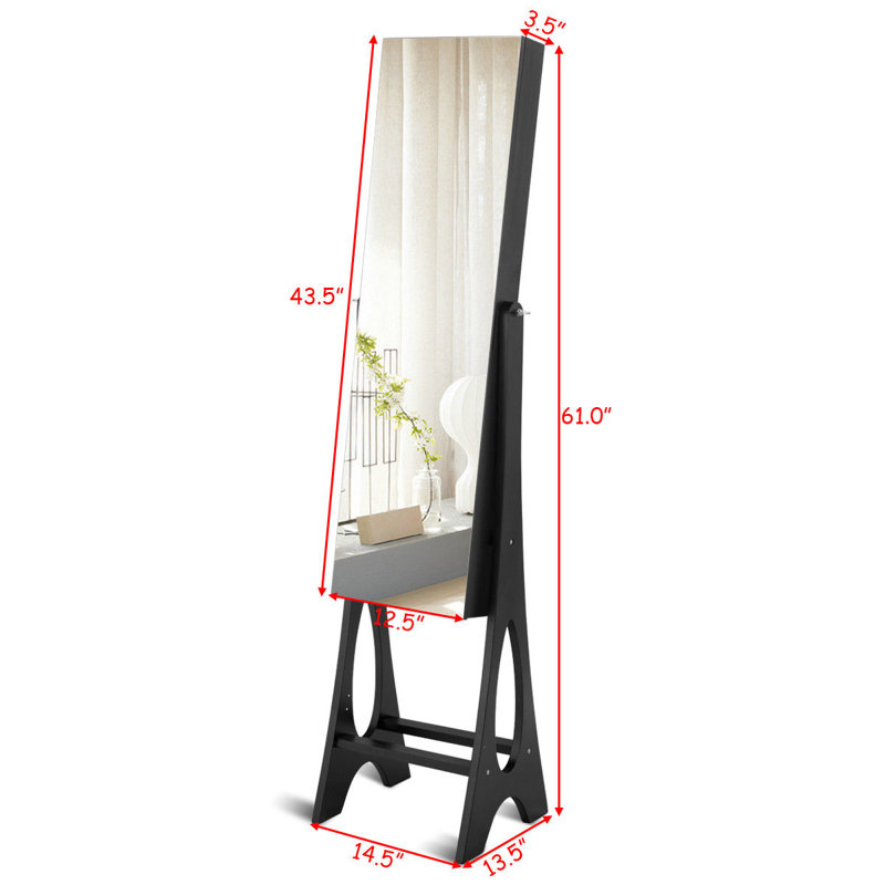 Armoire à bijoux avec miroir Rossman, Noir
