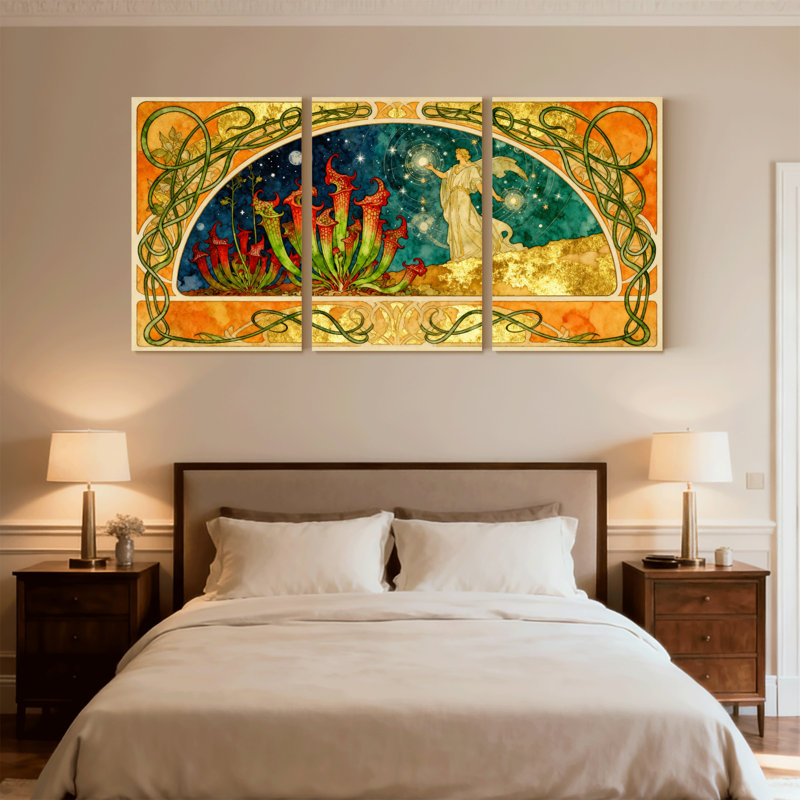 Fantaisie et science-fiction Art Nouveau, ensemble de 3 reproductions d'art sur toile, H 18 po x l 36 po