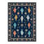 Tapis bleu / ivoire à imprimé animal lavable à la machine avec envers antidérapant-1293871196