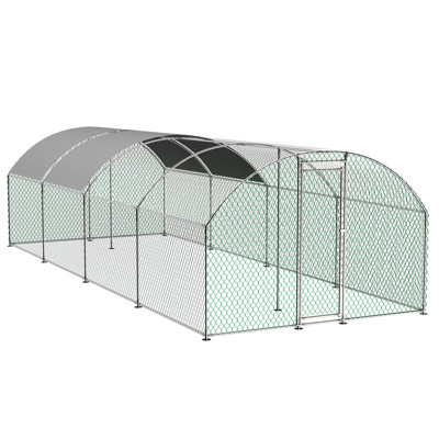 Grand poulailler en métal 26 pi x 9 pi x 6 pi - cage de volaille avec toit pour l'extérieur, enclos extérieur pour poulets, lapins et canards Assemblage et purification simples