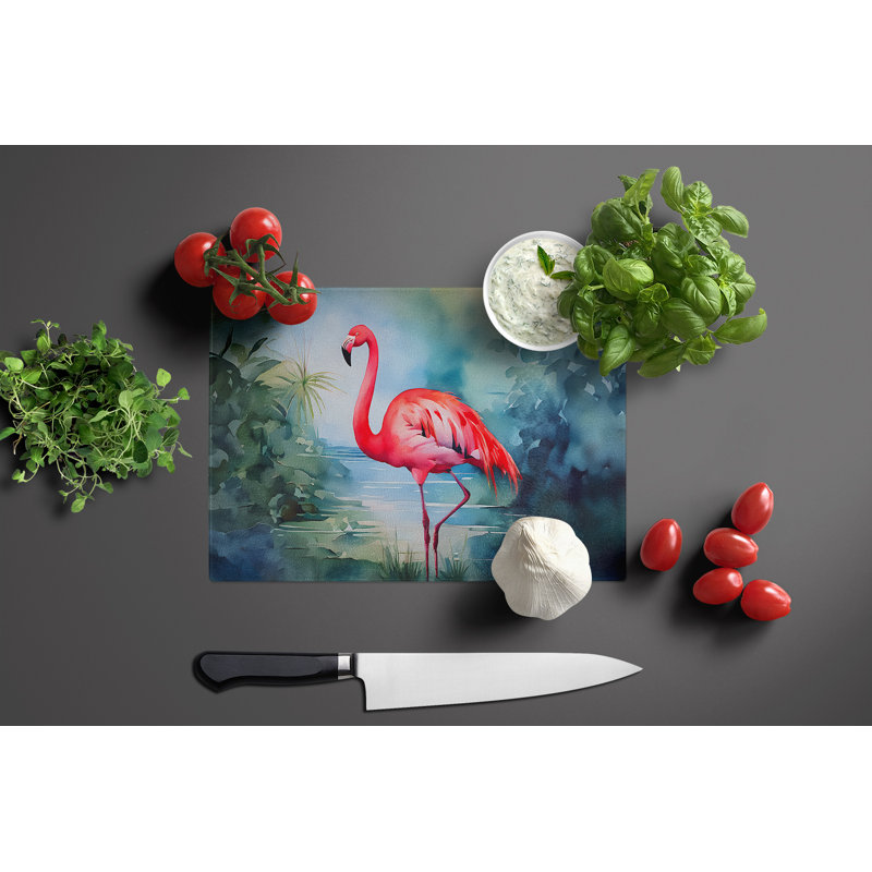 Flamingo Glass Cutting Board Large