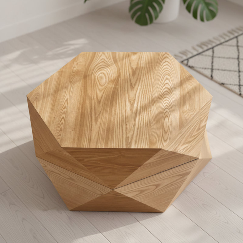 Table basse 36,61 po à dessus rabattable avec rangement caché, placage en bois massif pour le salon, la chambre à coucher et le bureau