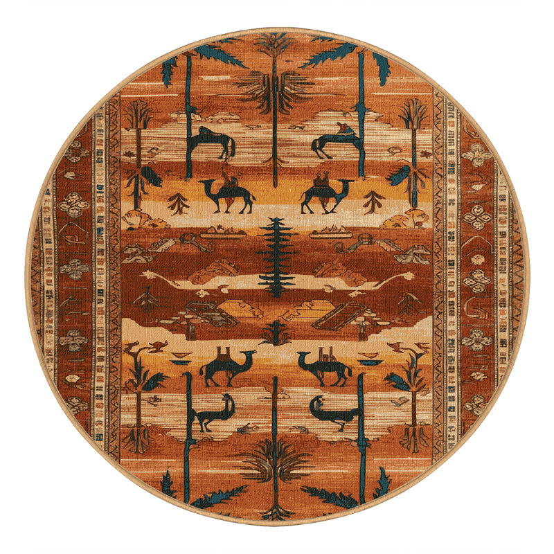 Tapis brun lavable à la machine, Rond 3 pi