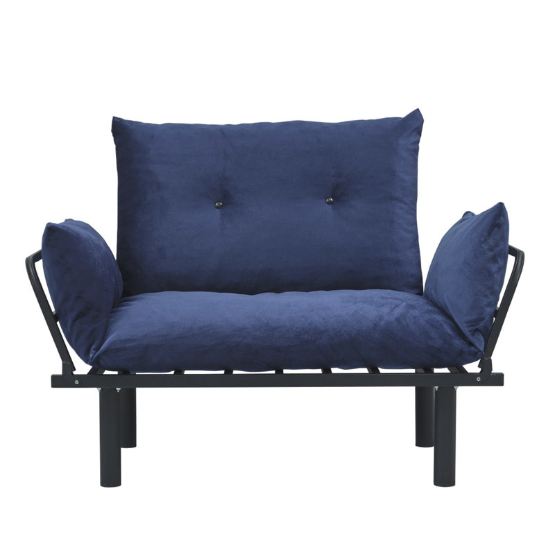 Causeuse futon en métal bleu, 49 po Profondeur, largeur 24, hauteur 35, teinte 30 lb, en poids, Blue