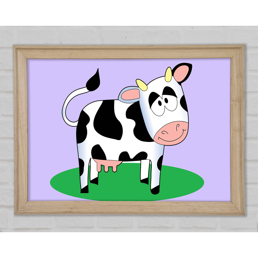 Happy Cow Lilac - Einzelner Bilderrahmen Kunstdrucke