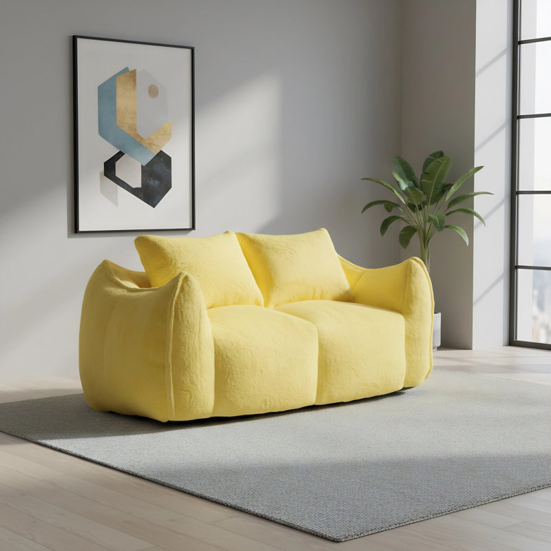 Soft Fluffy Loveseat, Yellow