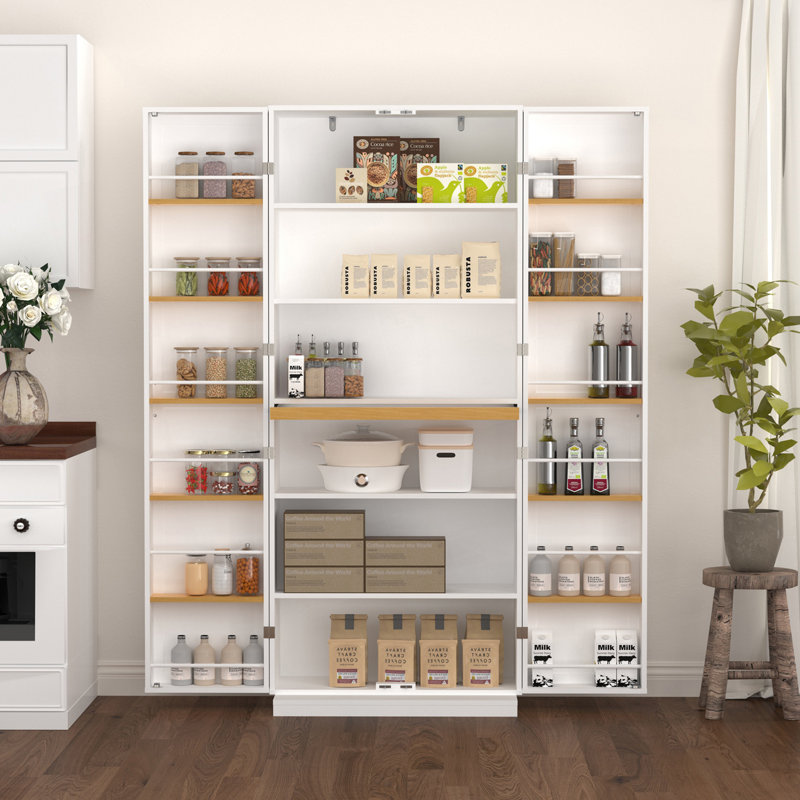Armoire de cuisine, armoire de rangement avec portes et tablettes réglables, buffet autoportant