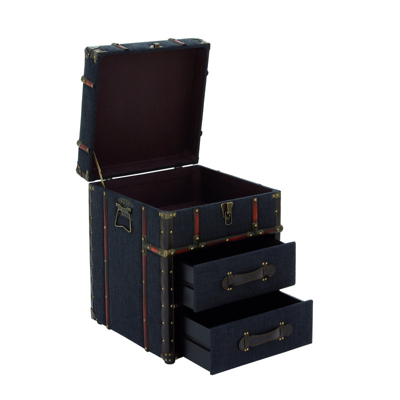 Monge 2-Drawer Faux Leather Accent Chest , Blue
