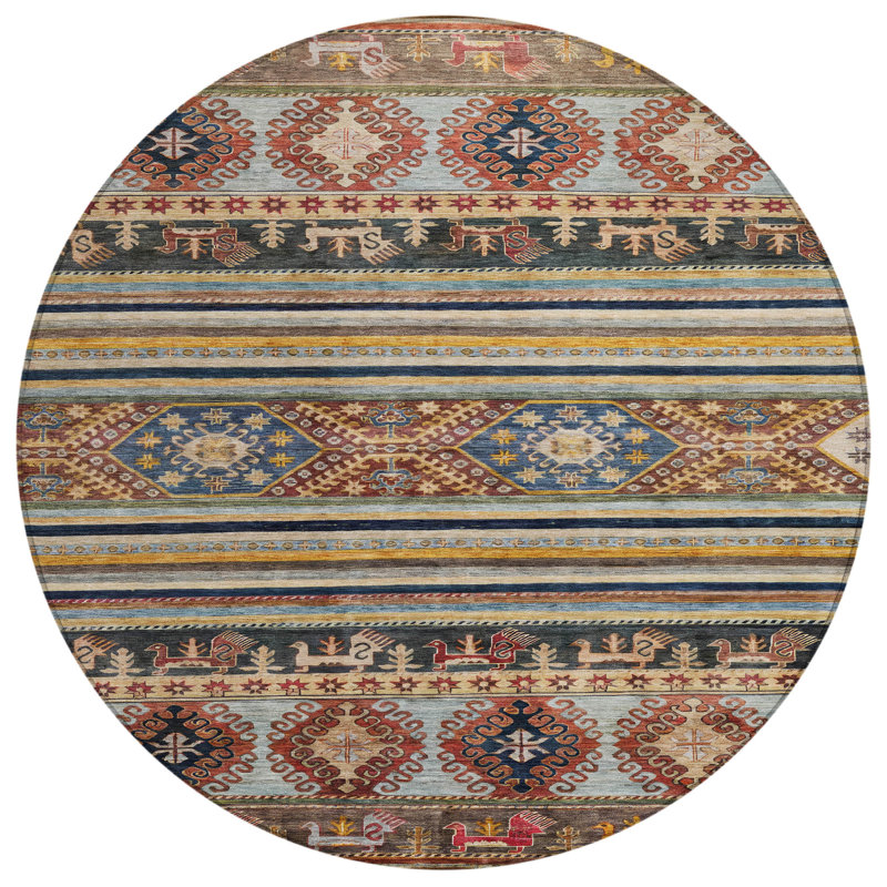 Claritha Orange Washable Indoor-Outdoor Rug - LOOMLAN, 8' x 8'