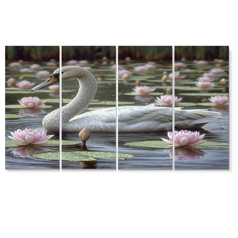 Jens - Swans Animal, art mural 4 pièces, H 28 po x l 48 po