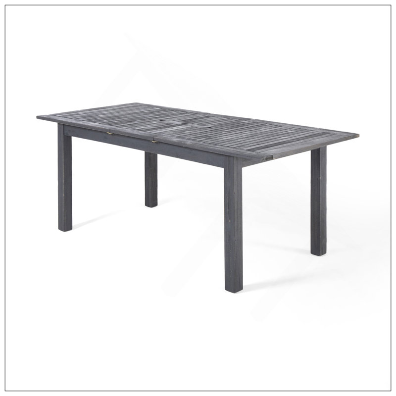 Outdoor Expandable Acacia Wood Dining Table, Dark Grey, Dark Gray