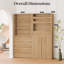 2-Piece Kitchen Pantry Cabinet Set, Modern Farmhouse Wall Unit With Wine Rack, Drawers And Storage Shelves Natural