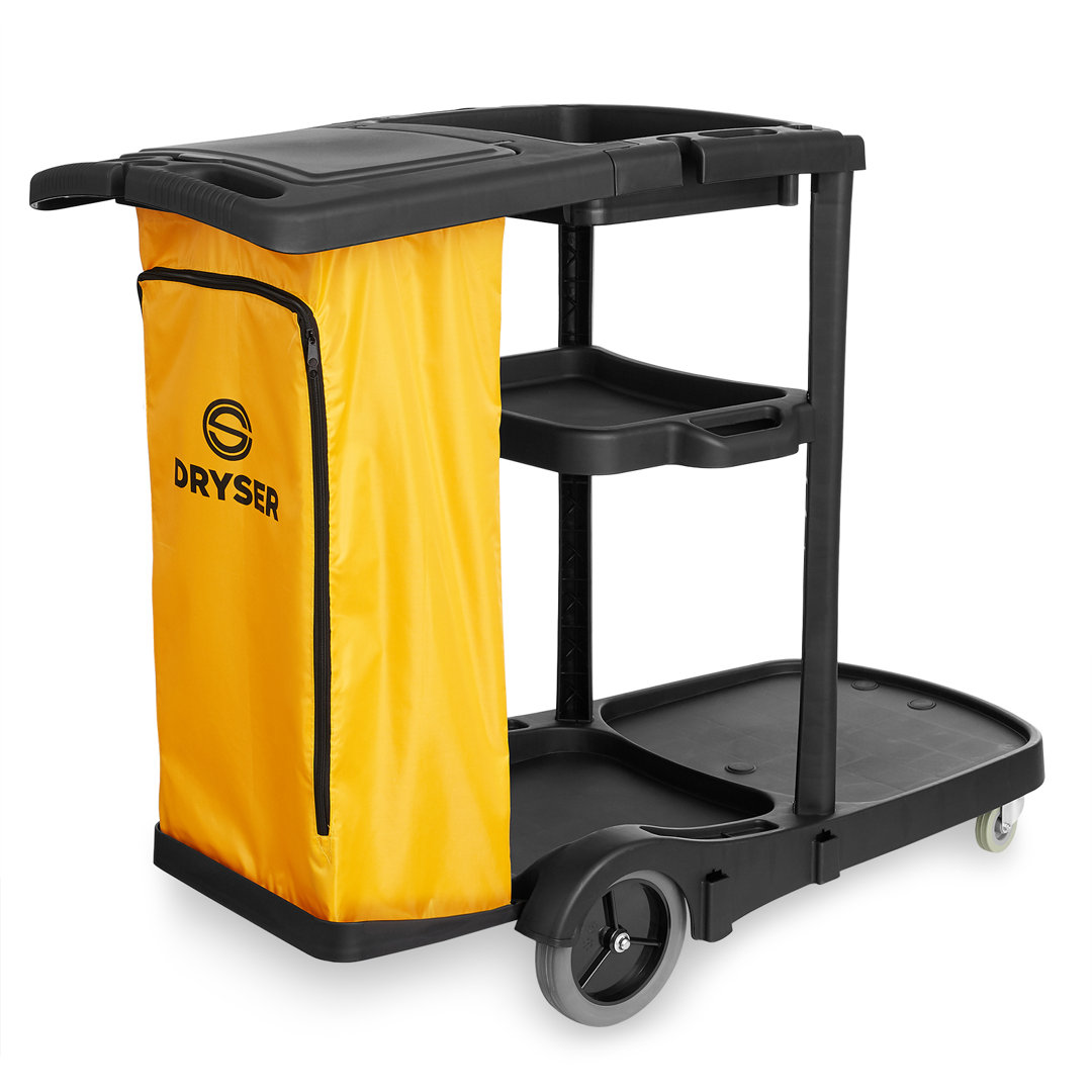 53.5" L x 20.5" W Commercial Janitorial Cleaning Cart with Lid, Holds 300 Lbs. Dryser
