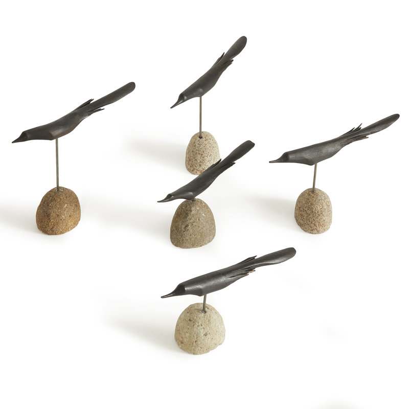 5 Piece Soma Loft Flock Statue Set, Black