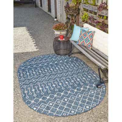 Innsbrook Southwestern Power Loom Teal Indoor/Outdoor Area Rug