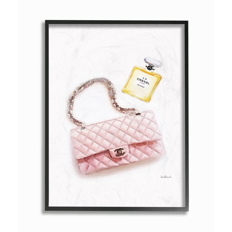 Pink Purse Gold Perfume Glam Fashion' by Amanda Greenwood - Graphic Art Print House of Hampton Size: 20 H x 16 W x 1.5 D, Format: Gray Framed