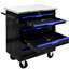 7 chariot d'établi de garage mobile - noir, bleu, construction, compartiments verrouillables à clé, comptoirs en acier inoxydable, 2 tiroirs d'atelier de frein, inclus